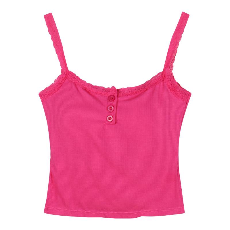 

Spicy Girl Lace Camisole: Beautiful Back Tank Top with Chest Pad - Women s Trendy Short Base Layer One Size