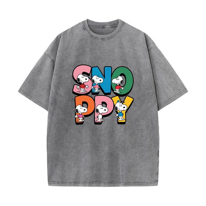 SX-79 MINISO 2026 Summer Vintage Wash Printed Pure Cotton Shoulder Style Men's and Women's Round Neck Short Sleeved Couple T-shirt