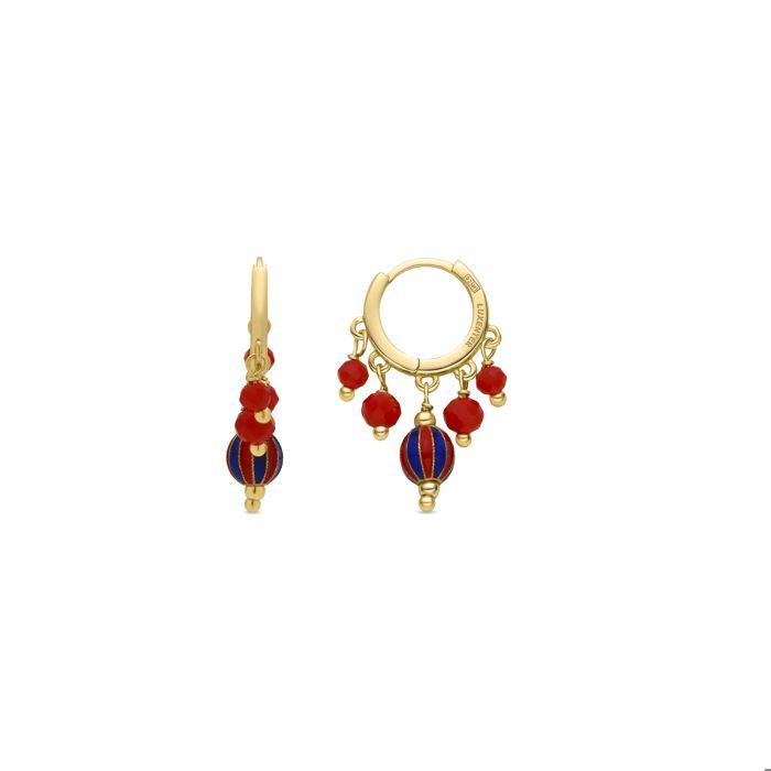 Boucles d'oreilles - LUXENTER - Towi - Argent 925 - Or jaune 18k - Laque rouge