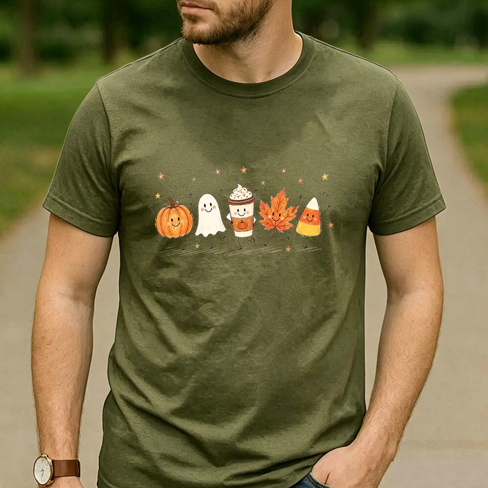 Rhinestone Pumpkin Spice Floral Pumpkin Latte Graphic T Shirt Unisex Cotton Short Sleeve Fall Autumn Coffee Lover Casual Tee