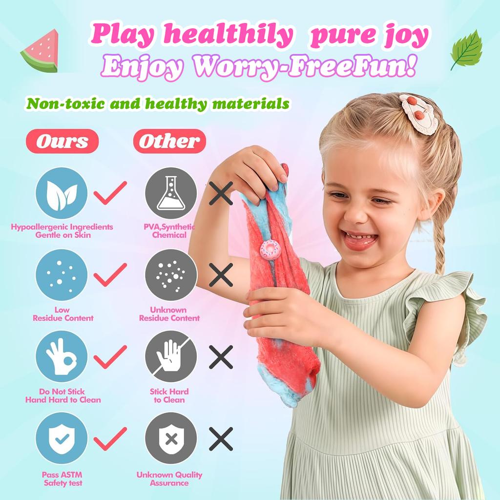 Random Color Slime Kit for Kids, Soft Stretchy Non-Sticky Slime, Stress Relief Sensory Toy, Safe DIY Gift for Boys and Girls