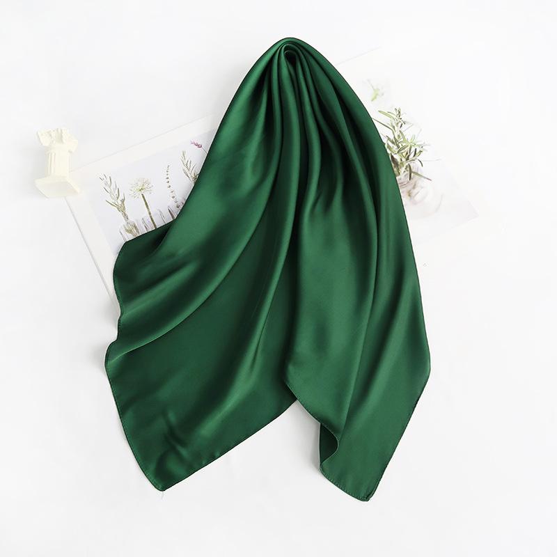 70cm*70cm Headband Neck Scarf For Women Small Shawls Cute Handkerchief Bandana Head Scarfs Female Black White Green Solid Colors