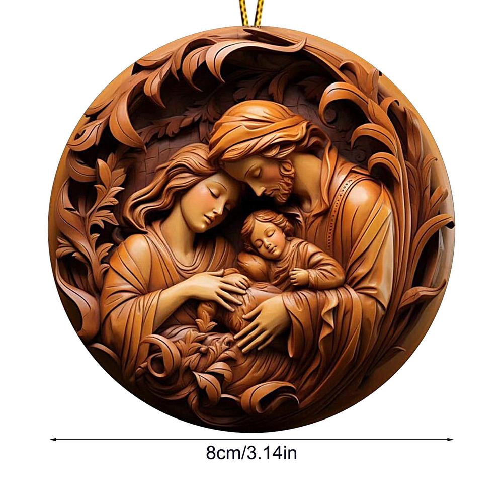 2D Acrylic Jesus Nativity Scene Pendant Christian Tree Ornament The Birth Of Jesus Pendant Home Navidad Decor New Year Xmas Gift