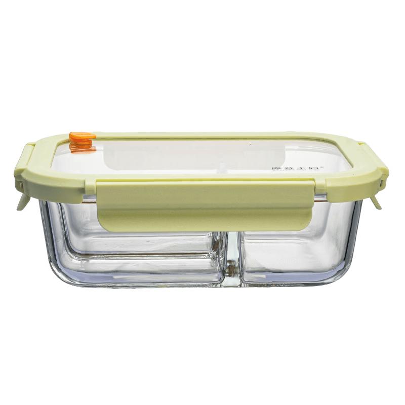 Microwaveable Divided Glass Lunch Box Tempered Glass Lid