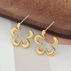Korean High-End Sweet Flower Earrings with Hollow Design
