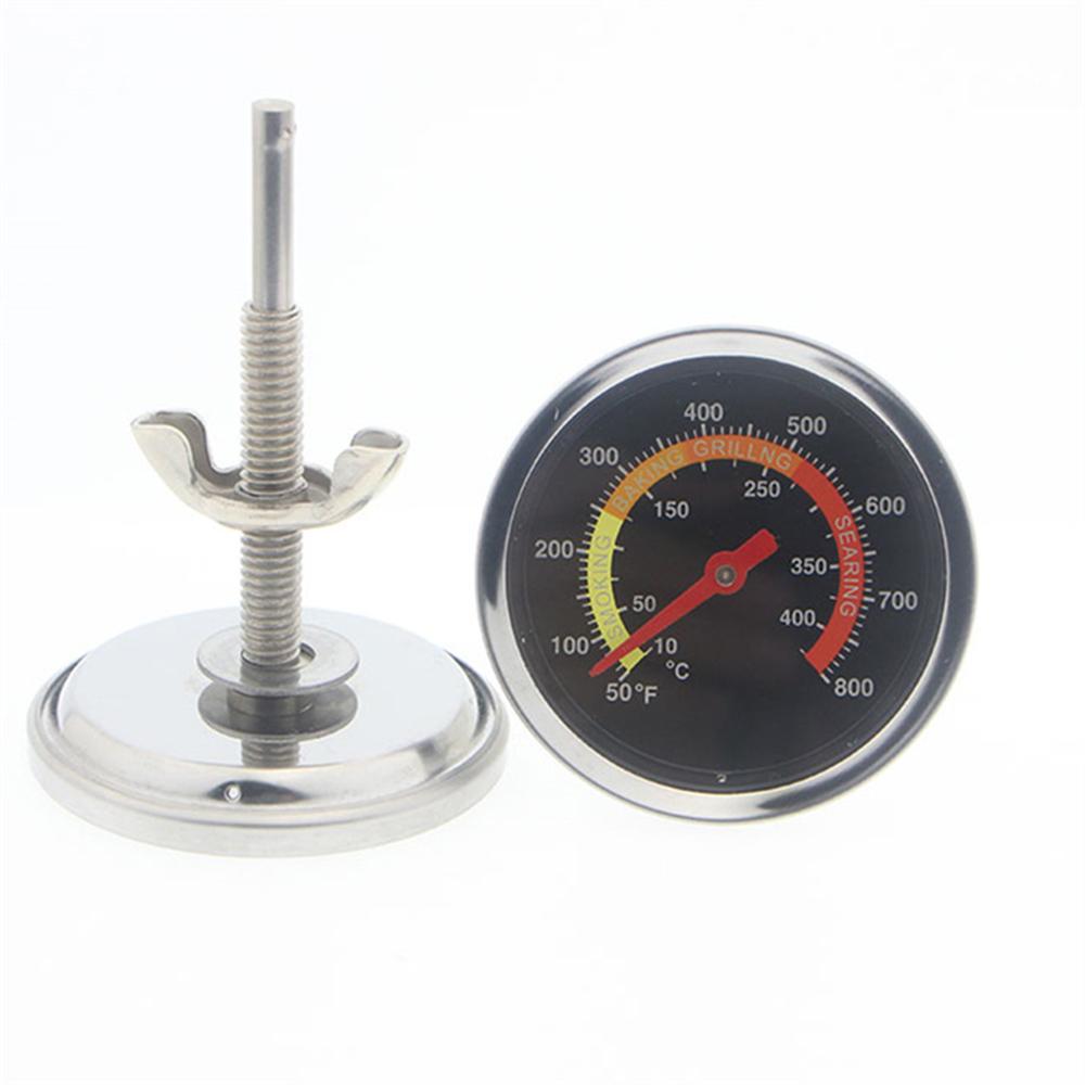 Stainless Steel Metal BBQ Smoker Grill Thermometer Dual Dial Temperature Gauge 10-400℃ Cooking Food Probe Household Kitchen Tool