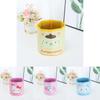 Pu Cartoon Grid Round Storage Bin With Foldable Design For Desk Organization And Office Use