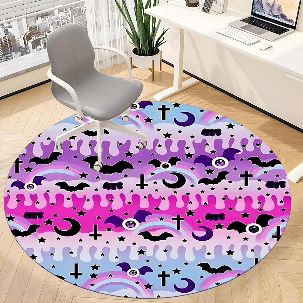 1pc Gothic Bat Office Round Rug, Non-slip, Soft and Durable Office Rug for Interior Decoration, Perfect for Office,Decoration yy260204049