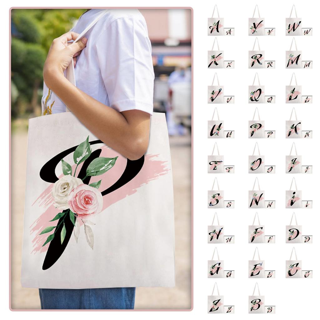 Gėlių raidžių drobės rankinė, asmeninis dovanų krepšys, makiažo krepšys, dovana moterų šventinėms vestuvėms