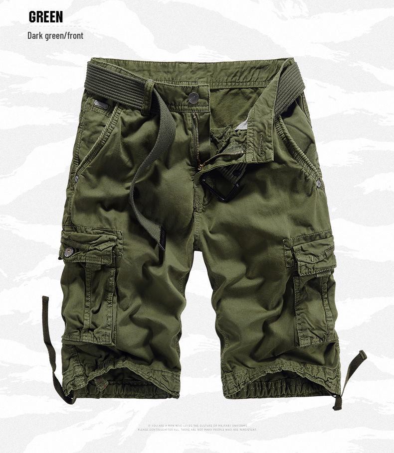 Men's Large Camouflage Cotton Work Shorts, WWII-Style Multi-Pocket Pants for Outdoor Training