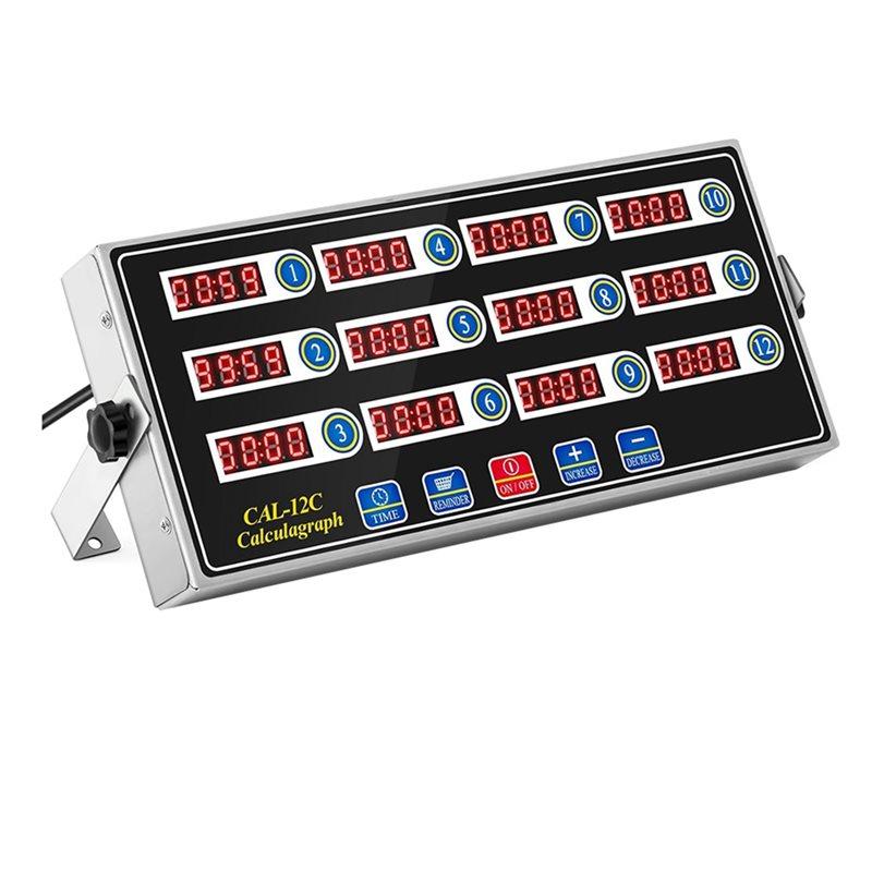 ABKY-Large LCD Display, 12-Channel Digital Kitchen Timer With Loud Alarm, For Restaurants, Commercial Cooking Timer
