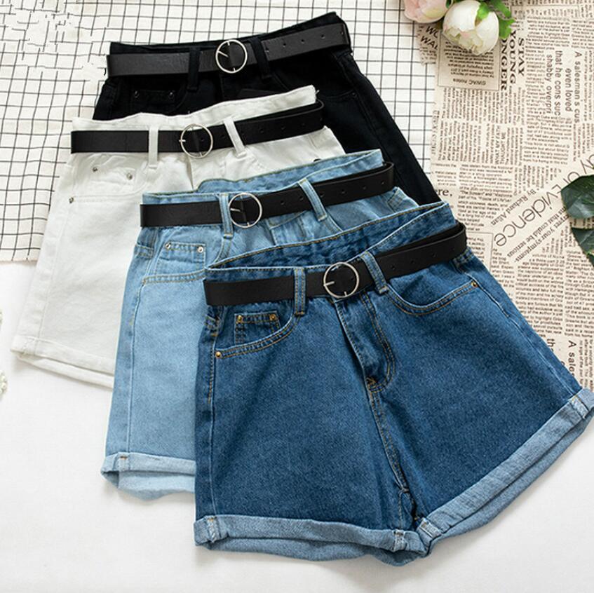 Fashion Women Denim Shorts Crimping High Waist Wide Leg Slim Summer Jeans Shorts Girls Sexy Shorts Pants