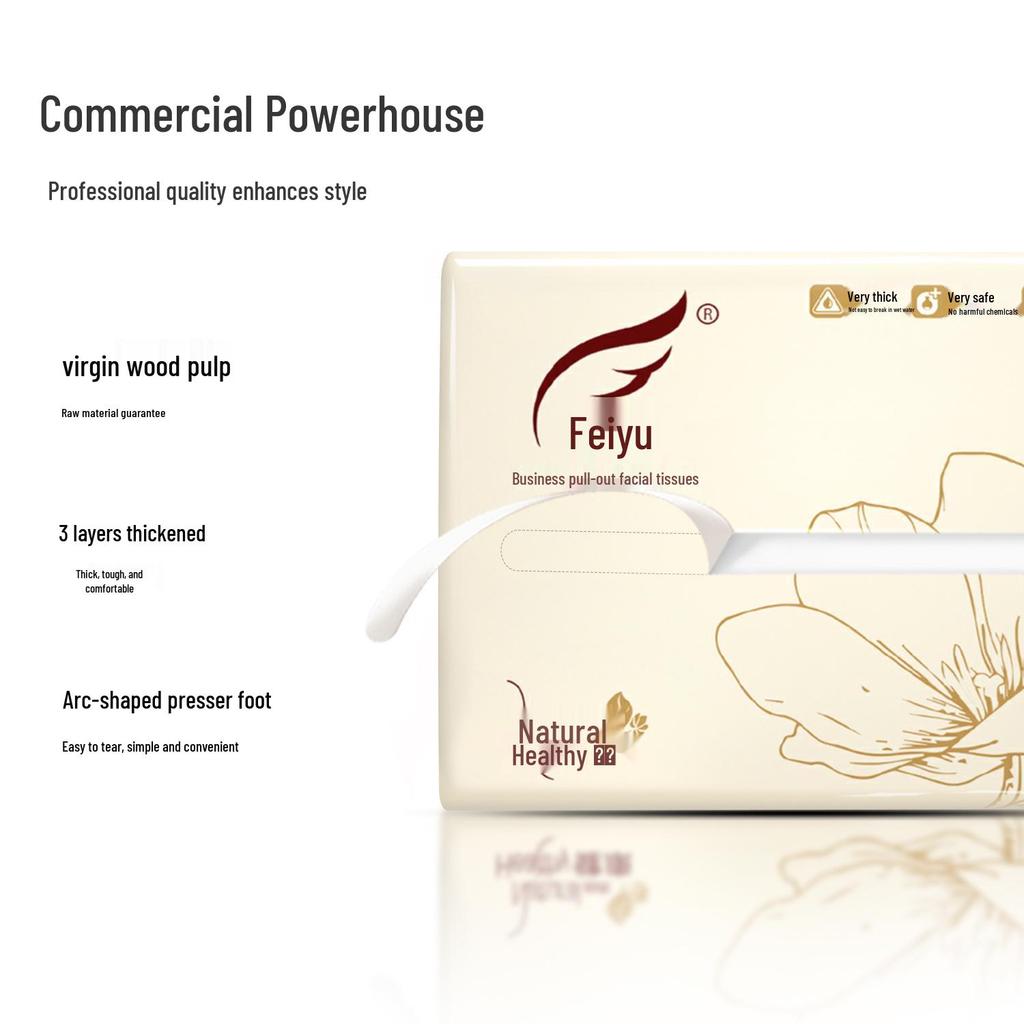 Feiyu 3-Ply Facial Tissue, 110 Sheets, 96 Packs - Ideal for Hotels, Small Paper Hand Towels, and Facial Use (F7190N).