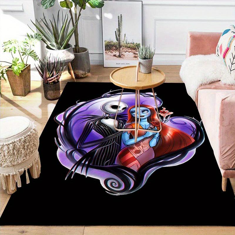 1pc Disney Jack Skellington Pattern Carpet Area Rug Non-slip Carpet Hand Washable Floor Mat Suitable For Living Room Bedroom Home Decor