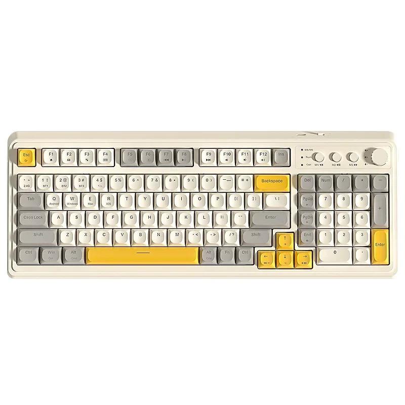 S99 Gaming Keyboard 2.4G Wireless Bluetooth Wired Three Mode RGB Keyboards Ergonomic Multi-Function Knob 3 Model Keyboard