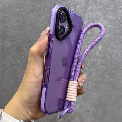Luxury With Lanyard Matte Phone Case For iPhone 17 Pro Max 11 12 13 14 15 16 Pro Max 16 Plus Magnetic Bumper Back Cases Cover