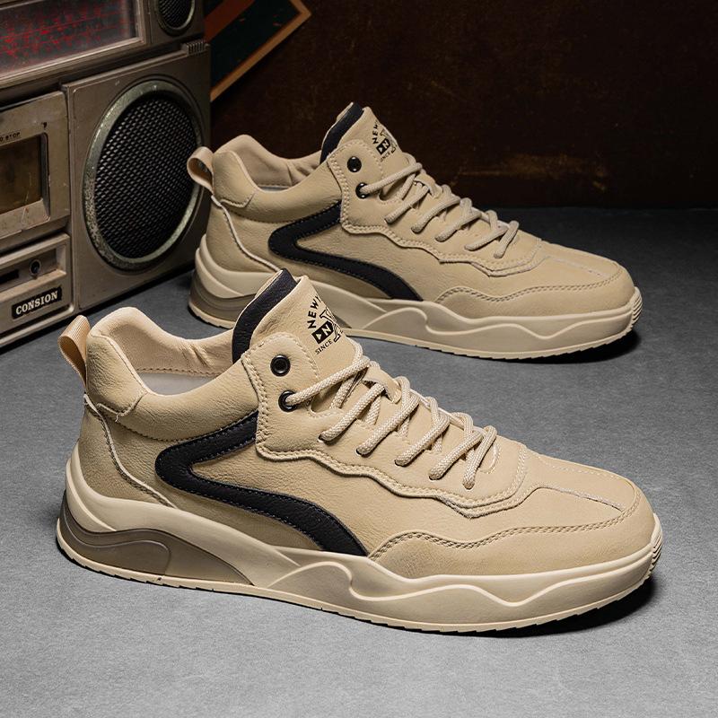 

Autumn new men s sports board shoes microfiber leather surface middle help cold sticky versatile casual work board shoes trendy men s shoes 44