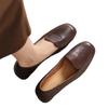 French Retro Soft Leather Loafers Women's Thick Heels and Small Leather Shoes 2025 Spring New Low-heeled Shallow-mouth Single Shoes