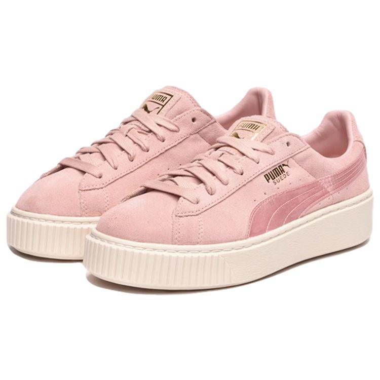 Puma  Suede Platform Pink Satin Women Sneakers Silver 365828-03