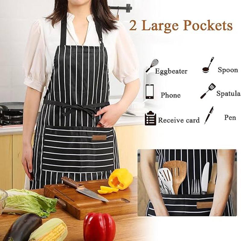 Kitchen Apron with Adjustable Webbing Adjustable Apron with Double Pocket Unisex Apron Kitchen Baking Nail Bib BBQ Work Apron