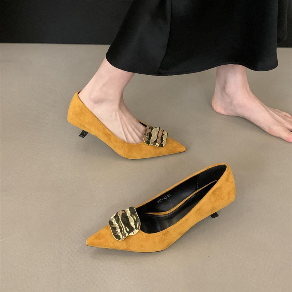 Fashion Bailamos 2025 Brand New Pointed Toe Women Pumps Shoes Pointed Toe Shallow Slip On Boat Shoes Thin Low Heel Dress Pumps