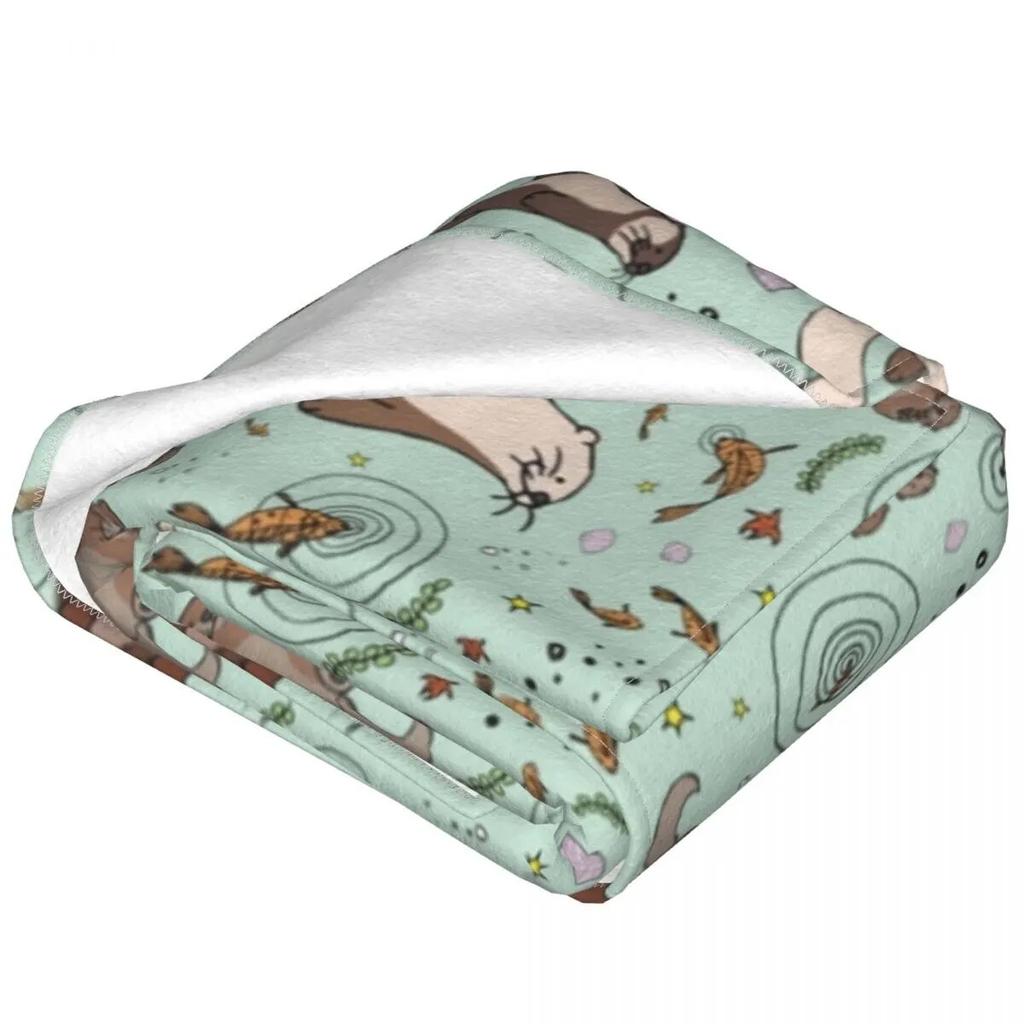 Sea Otters Blanket Cute Animal Travelling Flannel Throw Blanket Warm Soft Living Room Customized Bedspread Gift