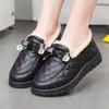 Women's Winter Non-Slip Velvet-Lined Leather Bean Cotton Shoes - Soft Sole, Waterproof, Warm, for Walking
