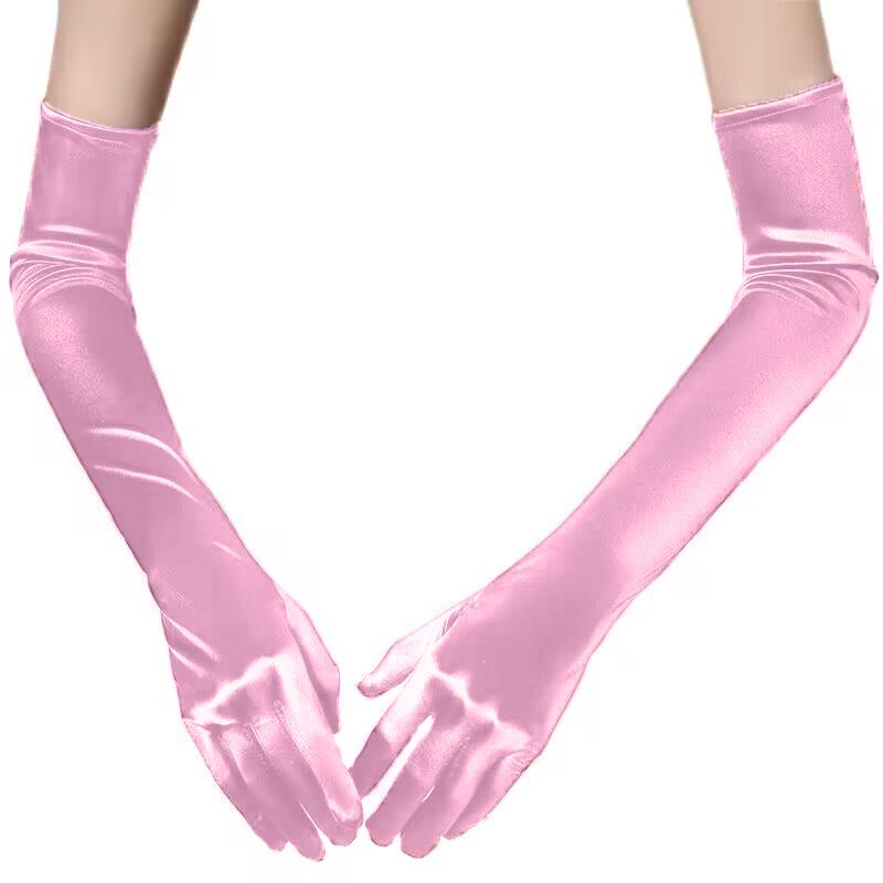 55cm Long Section Satin High Elasticity Solid Halloween Sexy Pole Dance Evening Dress Etiquette Accessories Drive Cosplay Gloves
