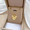 Cartoon Mickey Minnie Mouse Studded with Zircon Necklace for Women Girl Stainless Steel Chain Sweet Gift for Friends Fans