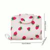 Mini Cute Flower Strawberry Canvas Card Holder Multi-Layer Coin Purse Women's Wallet Headphone Bag Storage Bag