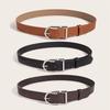 Women Leather Belt With Square Alloy Buckle And Adjustable Length