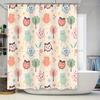Cute Owl Flower Bath Curtains for Kids Bathroom Decor White Blue Pink Green Cartoon Shower Curtain
