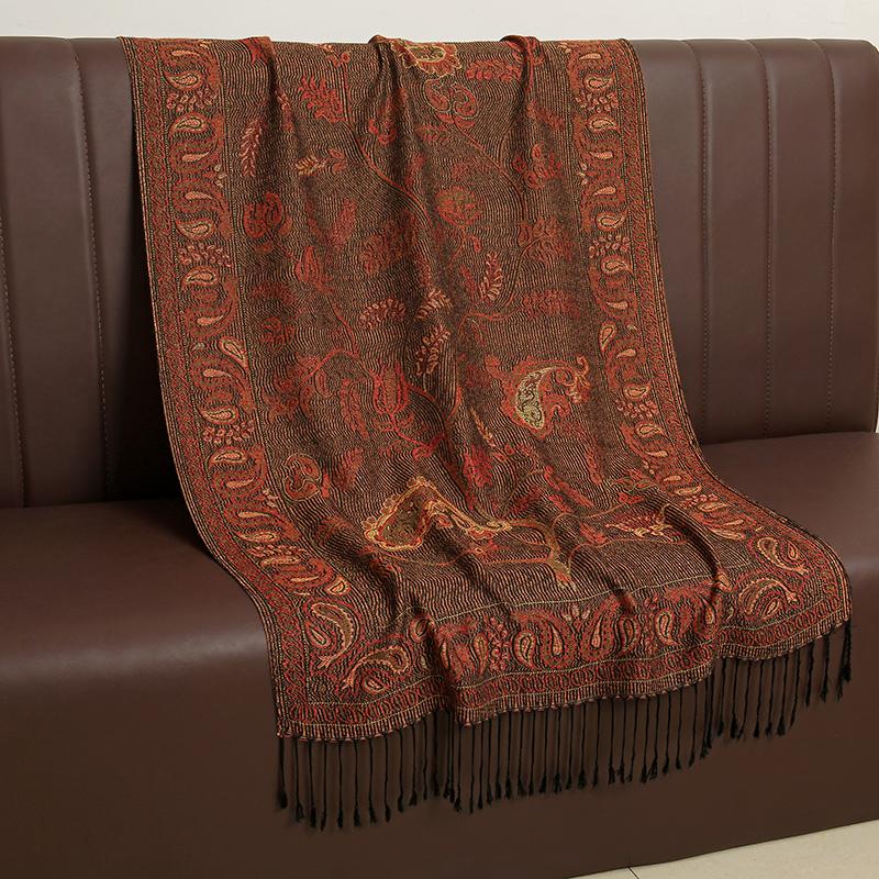 Winter Warm Thick Ethnic Style Jacquard Scarf Outdoor Women Hijab Travel Foulard Cashmere Tassel Shawl Wrap Pashmina Muslim