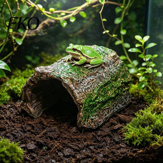 Kleiner Reptilienversteck Versteckhöhle, Baumstamm Gecko Eidechse Realistisch Bogenförmig Natürliche Rindenstruktur Versteck Versteck für Spinnen Schildkröten Terrarium