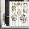 Cartoon Christmas Shower Curtain - Watercolor Plants & Flowers, 12 Hooks, Christmas Ball Design, Bath Decor