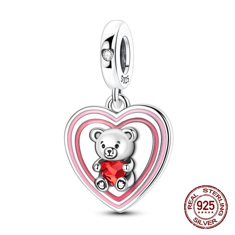 

copper Adorable Bear of Affection Pendant Loving Charm Compatible With Authentic Charm Bracelets Women Do It Yourself Jewellery Gift