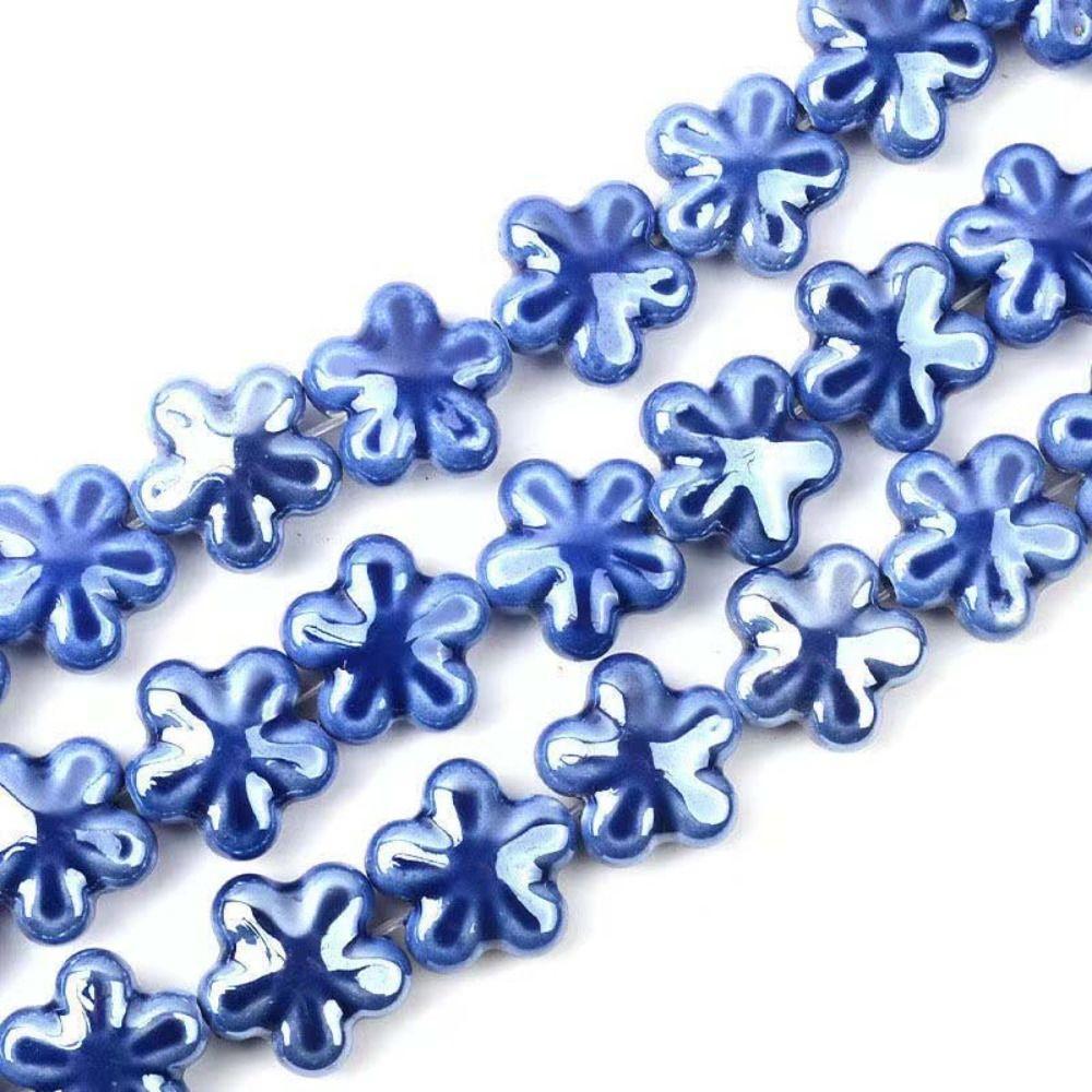 10pcs Ceramic Five-petaled Flower Bead Handmade Craft Jewelry Making Material Gift