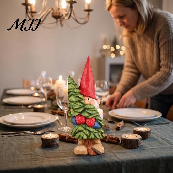 Unique Gifts for Friends Rustic Resin Gnome Ornament, Hand Painted Nordic Style Dwarf Figurine Holiday Home Country Decor and Garden Decoration,