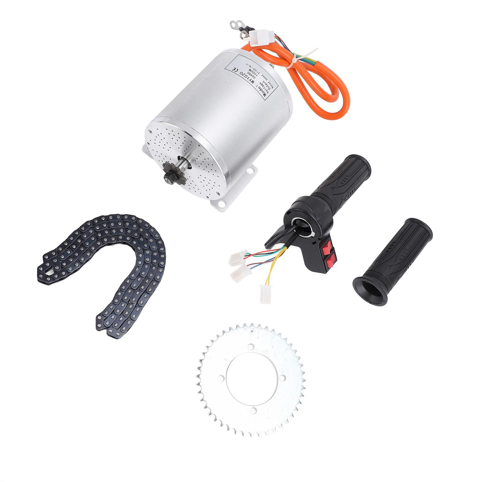 

Комплект для переоборудования электрического самоката 36 В 1000 Вт Бесщеточный двигатель постоянного тока Высокоскоростной Двигатель Звездочка Цепь Ручка газа (поворотная) для Мотоцикла Электрических Карт