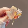 Women Brooch Maple Leaf Shape Rhinestone Hollow Out Collar Anti-slip Wear-resistant Coat Decoration Hat Scarf Pin