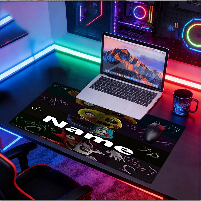 Custom Name Personalized Five Nights at Freddy's Pattern Mousepad, Laptop PC Desk Mat, Decorative Desk Mat for Home Keyboard Pad Gift