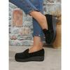 Leopard Wedge Loafers Women's New Suede Plus-size Platform Shoes for Autumn 2025