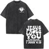 Christian Jesus Bible Verse Washed T-shirts Men's Women Fashion Vintage Oversized T Shirts Harajuku Cotton Short Sleeve T-shirt