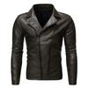 Men's 2019 Autumn/Winter Slim Fit PU Leather Motorcycle Jacket with Oblique Zipper and Lapel Design