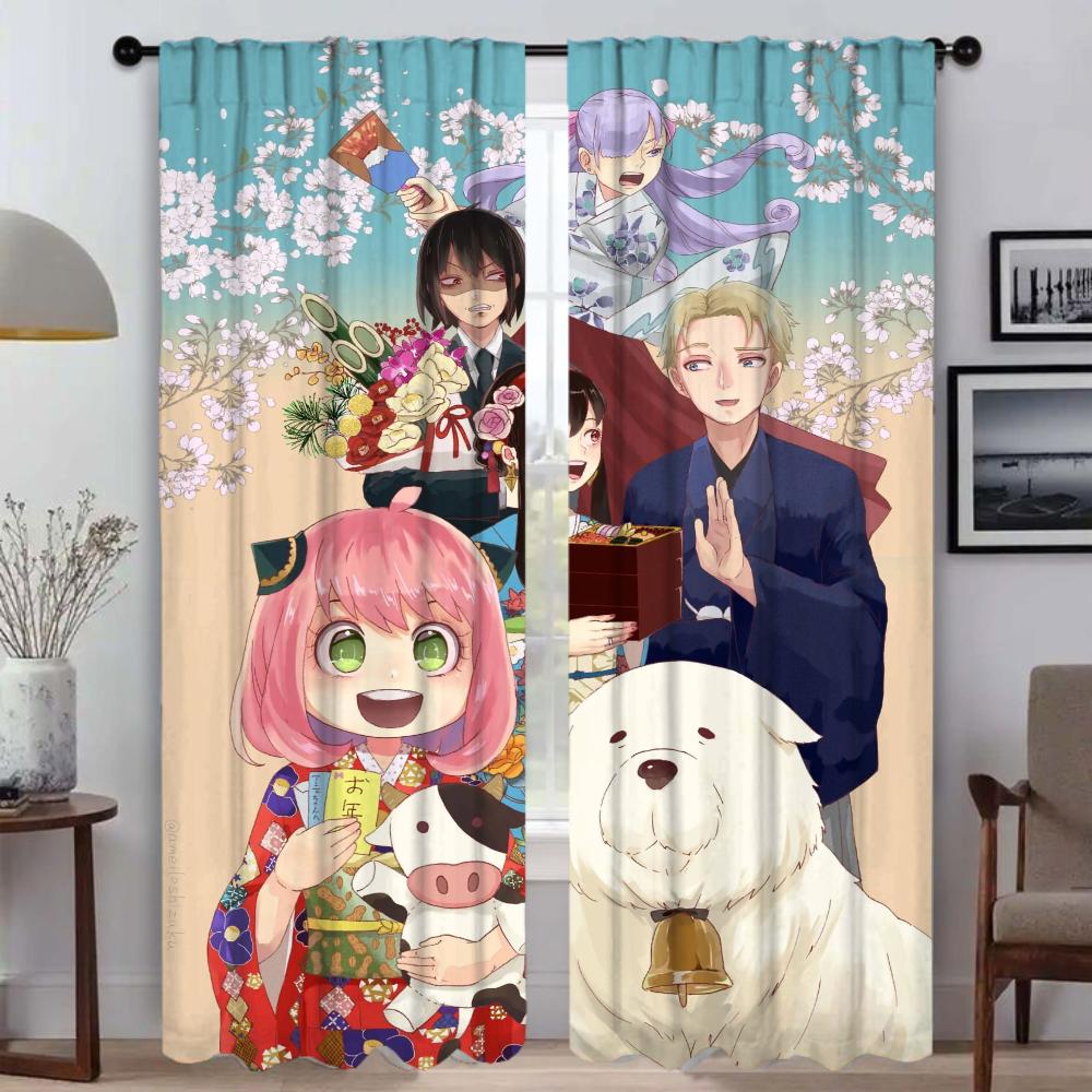 Elegant Room Curtains for Living Room Spy X Family Halloween Decoration Tulle for Bedroom Blackout Curtain Shades Partition Home