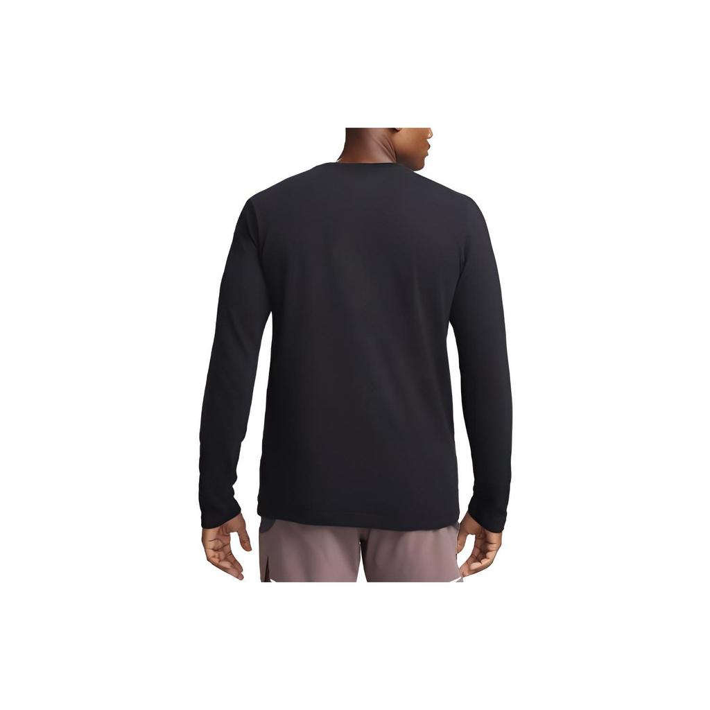 Nike Dri-FIT Logo Print Crew Neck Long Sleeve T-Shirt Men Tops Black FN0827-010