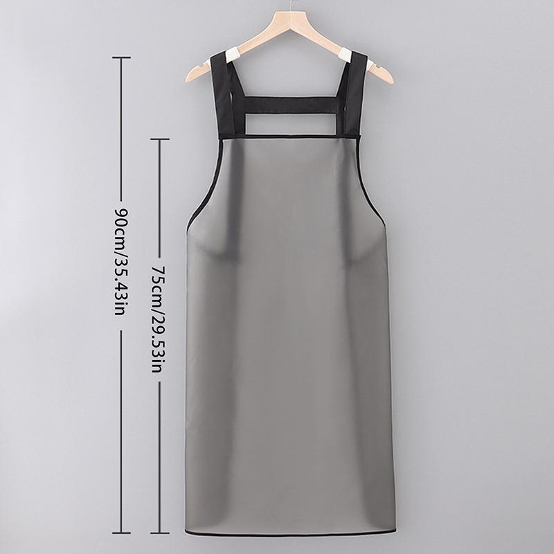 Tablier de Cuisine Imperméable Ménager Tpu Résistant à l'Huile Tablier de Travail Noir Transparent Anti-Salissure Tabliers de Nettoyage