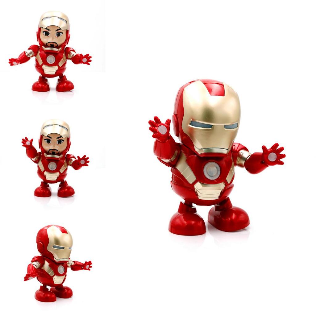 Vibrant Dance Iron Man Action Figure Toy With Led Flashlight And Sound Features