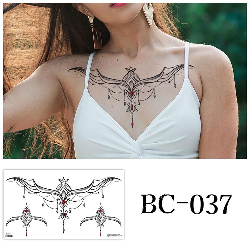 Waterproof Sexy Floral Tattoo Stickers for Chest & Clavicle