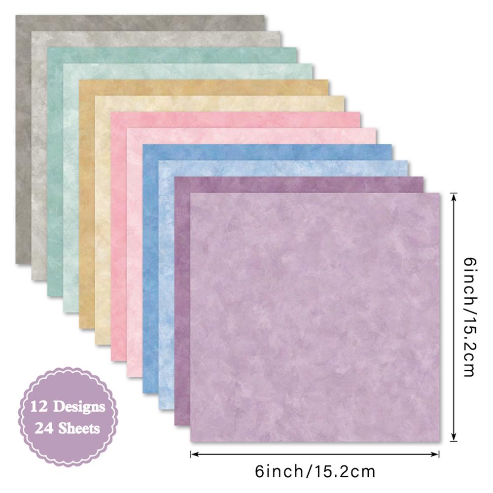 24 Sheets 6"X6" Color Spectrum Paper Scrapbook Paper Scrapbooking Patterned Paper Pack DIY Craft Background Paper